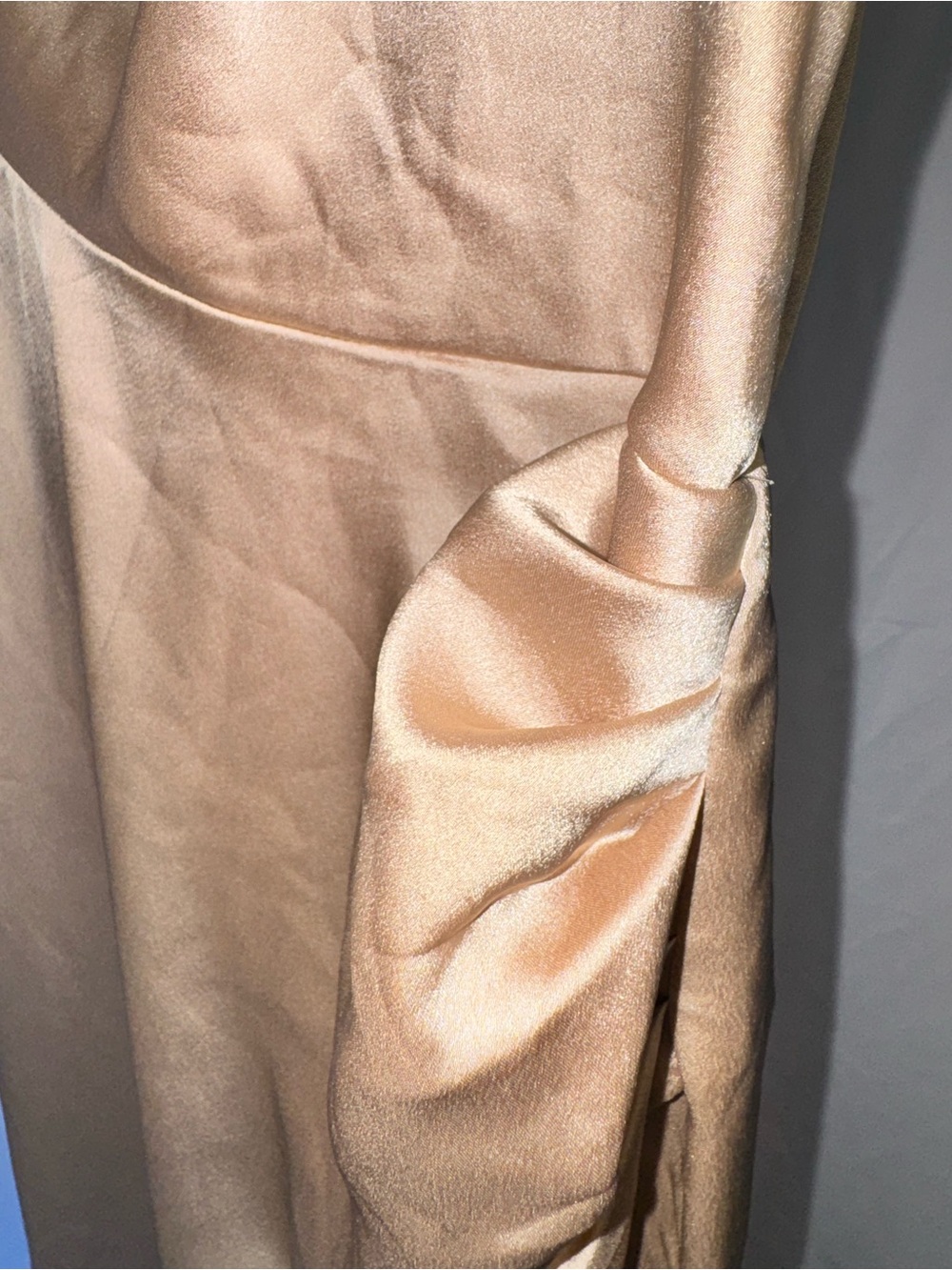 Show Me Your MuMu One-Shoulder Josie Satin Gown in Champagne Gold - Picture 10 of 13